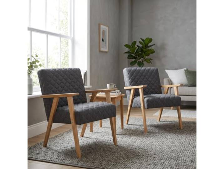 Family Meble 2er-Set Sessel Soler Design – 2 Retro-Sessel im Vintage-Stil mit Stoff-Bezug – Grau · 55