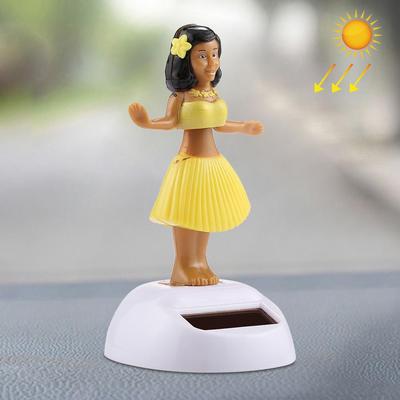 Inspired Deals Solar Powered Dancing Hula Girl Dashboard Ornament Cute Bobble Head Car Decoration yellow