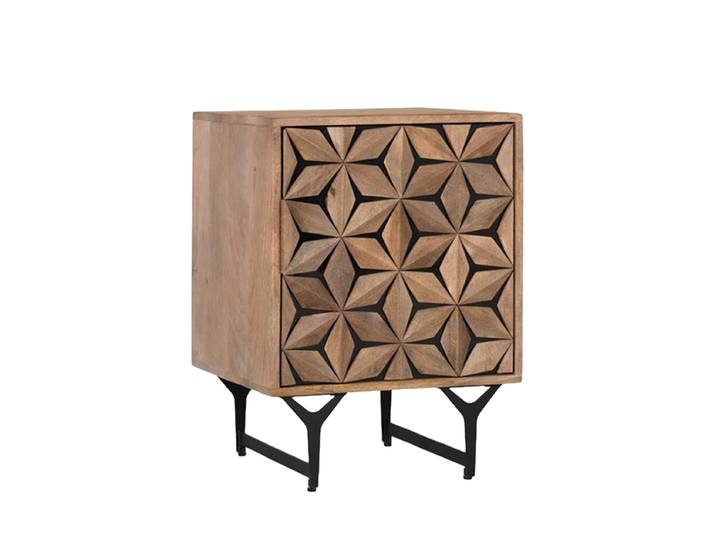 Design Nachttisch „Mysore“ Mangoholz Natural, Schwarz Giner & Colomer