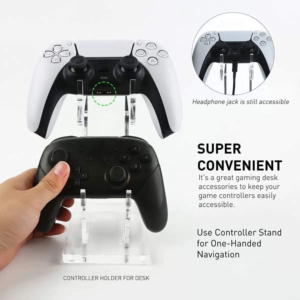 INF Support de Manette de Jeu en Acrylique - Support et Organisateur Double Transparent pour Gamepad Transparent