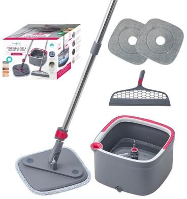 True & Tidy TrueClean Mop & Bucket Set by BrylaneHome in Gray