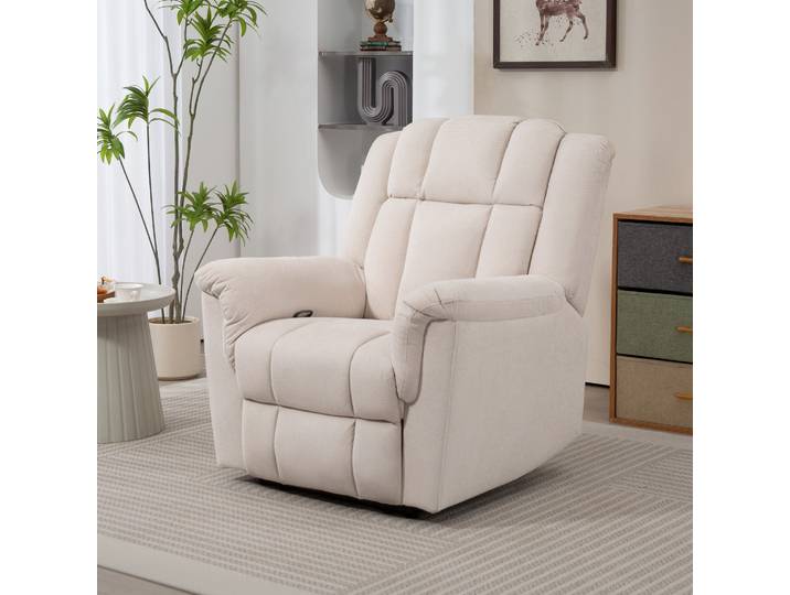 HOMCOM Fauteuil Relax Massant Chauffant Beige Repose-Pieds Réglable