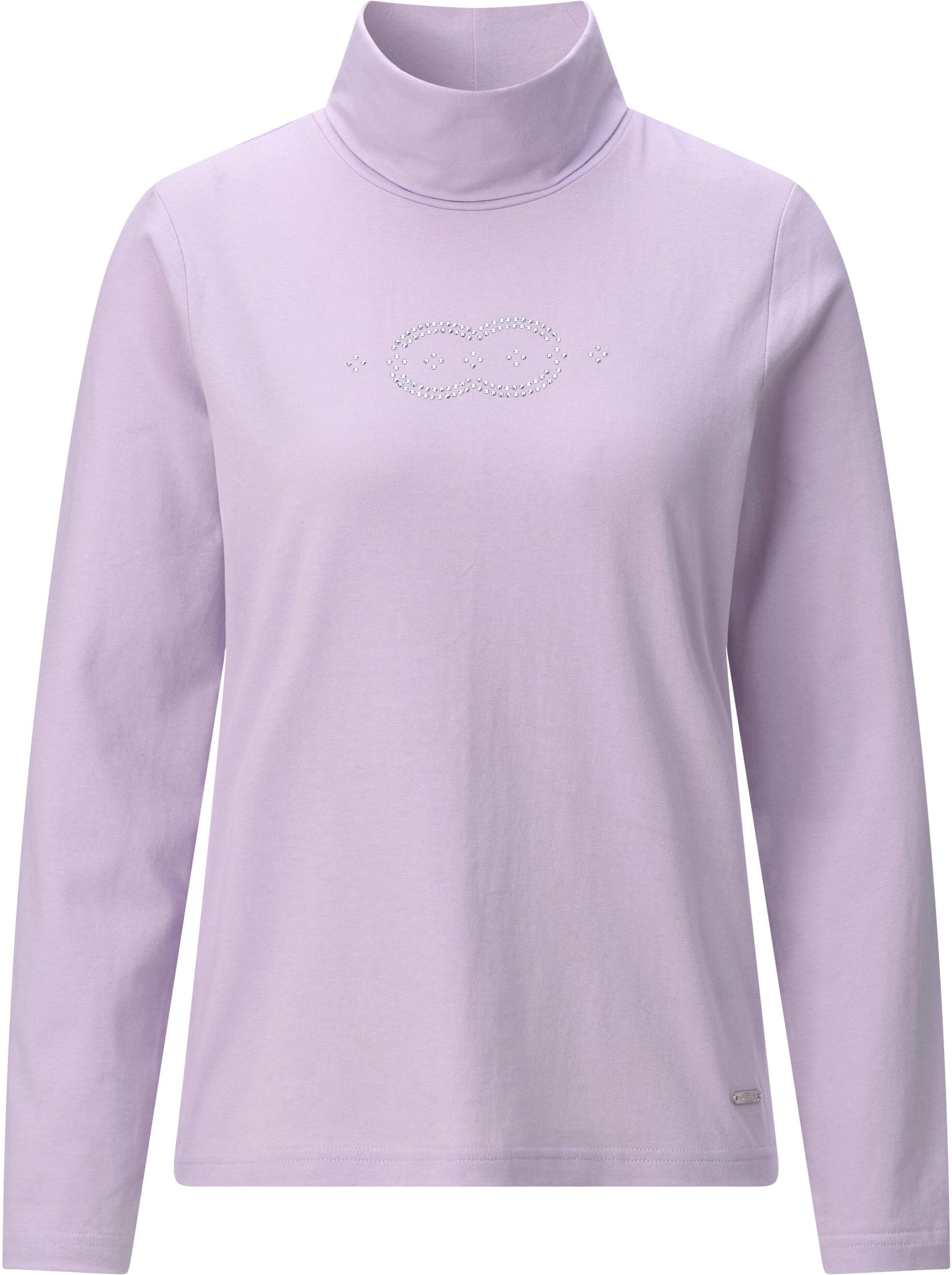 T-Shirt WITT "Rollkragen-Shirt Rollkragenshirt mit Metallplättchen-Verzierung", Damen, Gr. 48, lila (flieder), Sportlich, Shirts T-Shirt
