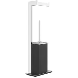 Gessi Rettangolo Accessoires Standkombination Papierrollenhalter und Toilettenbürstengarnitur, Behälter schwarz, 20934735, Farbe: Warm Bronze PVD