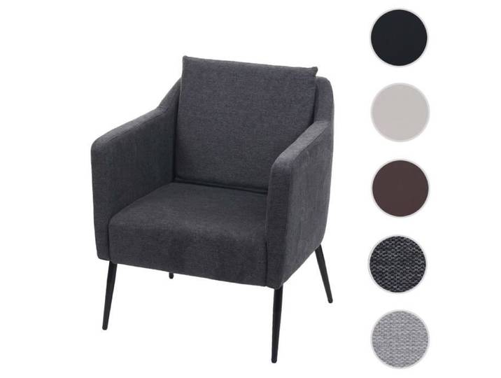 Fauteuil de salon HWC-H93a Tissu Textile gris foncé