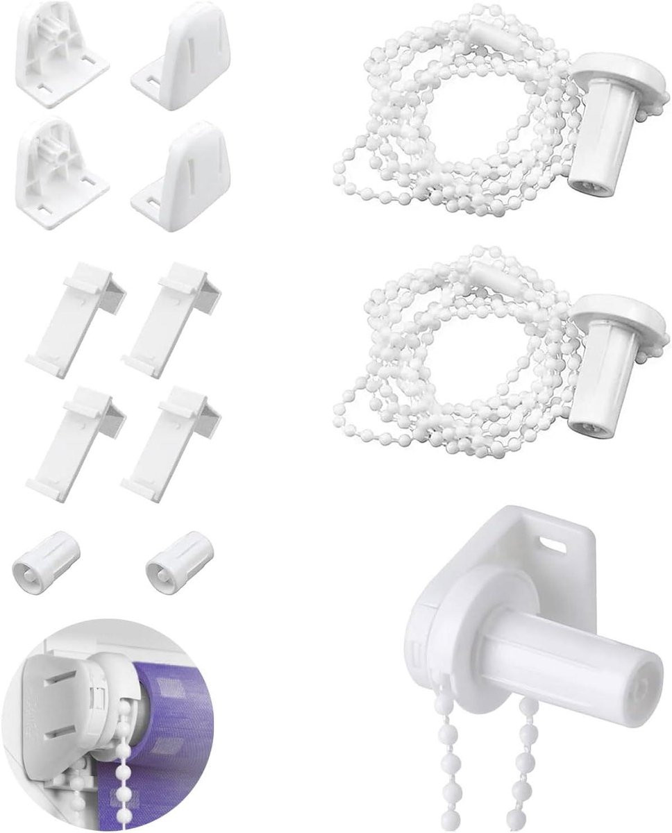 Rolkoppelingsset Wit 17mm - Bevestigingskit voor Raambekleding - 2 stuks