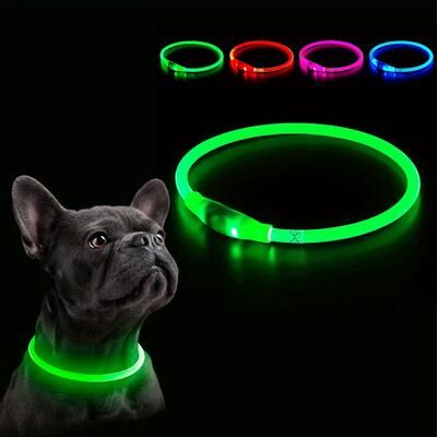 Discount Dollar Deals USB Rechargeable LED Dog Collar For Night Safety And Visibility pink l