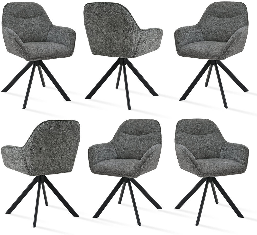 Corrigan Studio 48.5cm H Swivel Upholstered Dining Chairs- Ergonomic Back Grey Chenille 83cm H X 62cm W X 52.5cm D