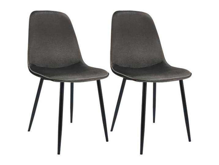 CLP Esszimmerstuhl 2er Set Samt Anthrazit, Metall, 45x88x54 cm, Esszimmer, Stühle