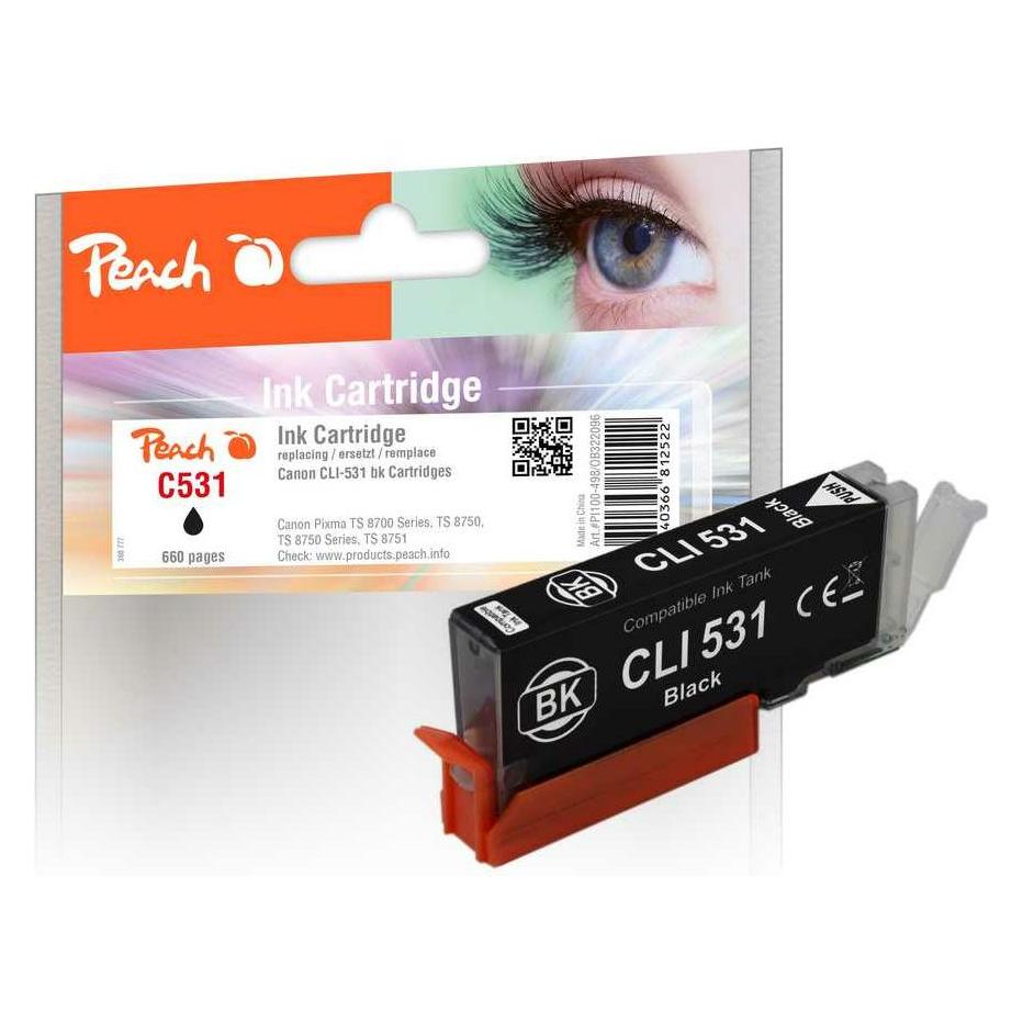 Peach Canon Patrone CLI-531, 6118B001 photo black kompatibel (PI100-498)
