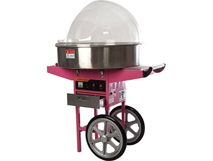 Zuckerwattemaschine 52 cm mit Wagen und Haube für Privat und Profi