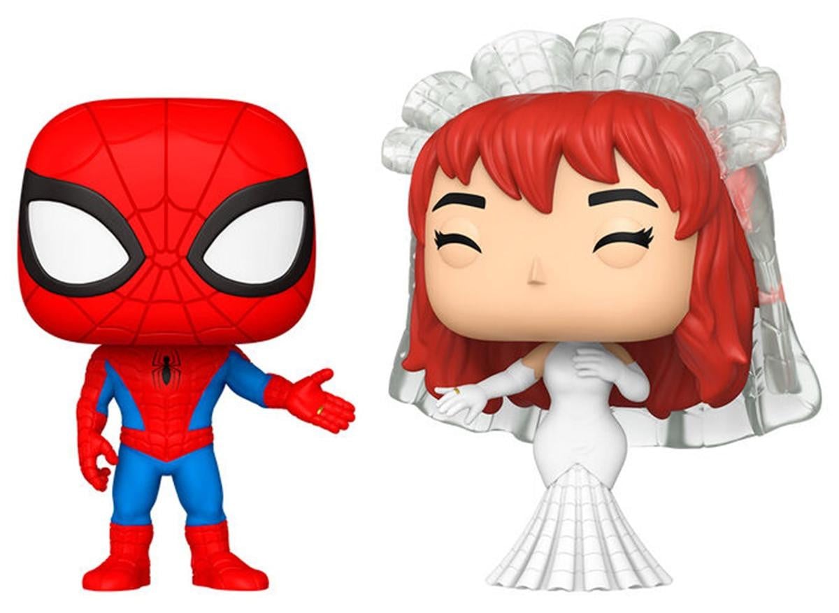 Funko Marvel POP! Vinyl Figuren Superheldenparen Spider-Man & Mary Jane, 2-delig set, 9 cm