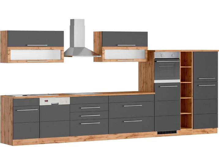 KOCHSTATION Küchenzeile KS-Wien, Breite 440 cm, wahlweise mit E-Geräten
