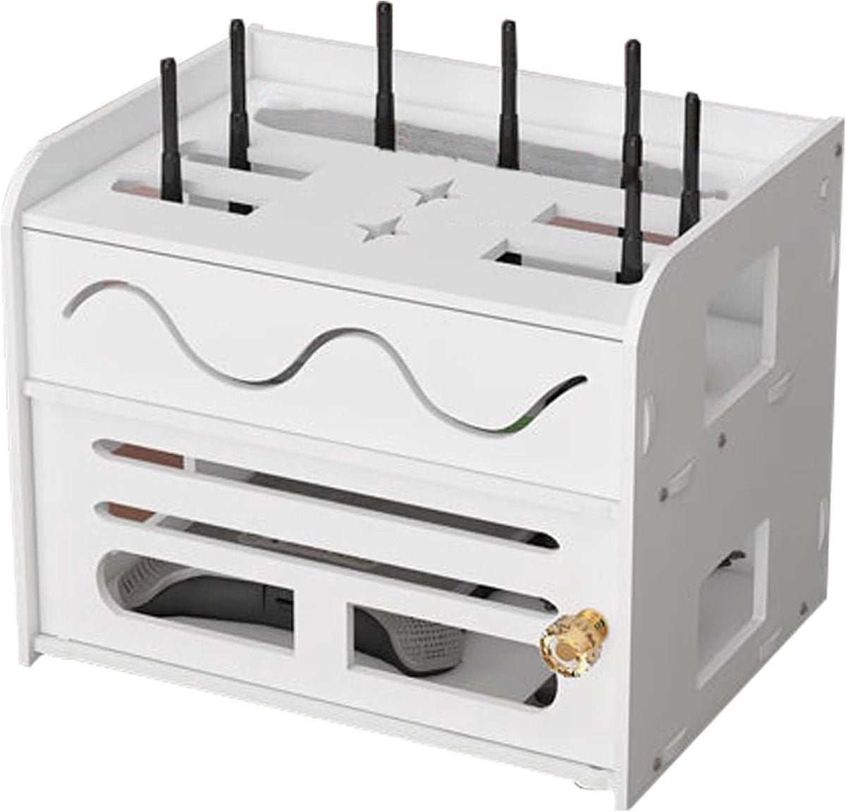 Router Wandplank Opbergrek met 2 Lagen - Wit