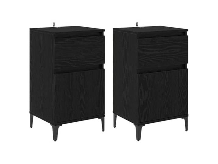 Heofavd 2er Set Nachttisch Schwarz Eichen-Optik 40x35x39 cm