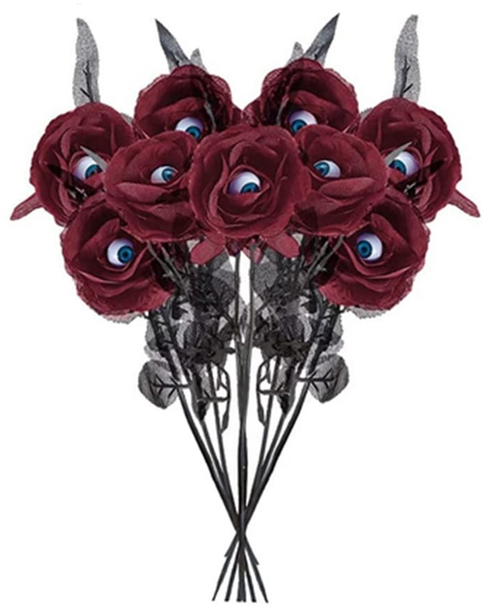 Dailygoods Kunstmatige Rozen 10 Stuks met Oogbollen voor Halloween Decoratie