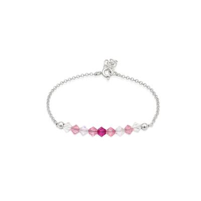 Armkette ELLI "Armband Kinder Beads Rosa Kristalle 925 Silber" Gr. 140, pink, Armbänder, Kinder, Silber 925 (Sterlingsilber), Armkette