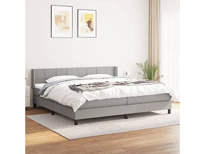 RJPLMFV Lattenrost mit Matratze, Hellgrau, 200 x 200 cm Atmungsaktiver Stoff, verstellbarer Kopf, Taschenfedern, Rückenstütze, langlebiger Komfort