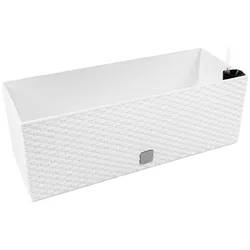 Prosperplast - Rechteckige Blumenkasten 17 Liter mit Selbstbewässerung in Weiß 52 x 20 x 19 cm