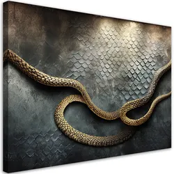 WANDBILD goldene schlange 3d