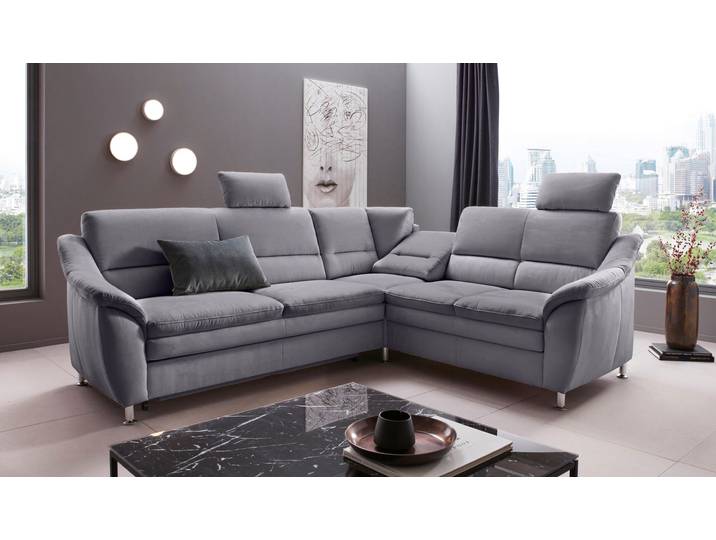 Ecksofa GOODPRODUCT Cardoso L-Form , grau, B:249cm H:90cm T:209cm, Luxus-Microfaser Lederoptik (100% Polyester);Luxus-Microfaser (100% Polyester);Luxus-Microfaser ALTARA NUBUCK (100% Polyester);Struktur (100% Polyester), Sofas, Ecksofa, Federkern, wahlweise mit Bett, Schubkasten, teilweise Relaxfunktion