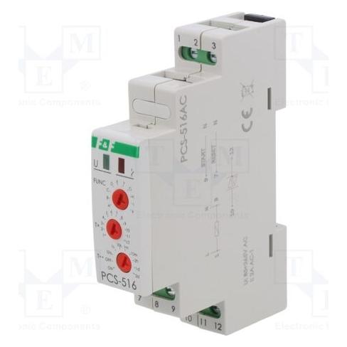 Zeitrelais 10 Funktionen F&F PCS-516AC 0,1s-576h 2A 1NO 85-265V AC/DC Triac für DIN-Schiene (PCS-516AC)