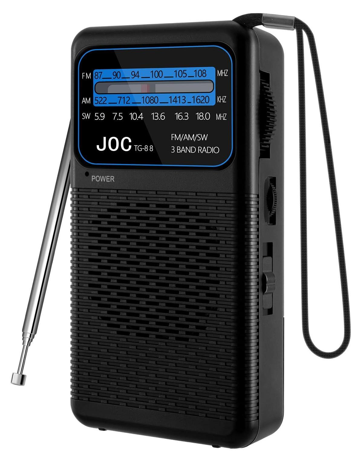 Lustrens Kleine Draagbare AM/SW/FM Mini Radio met Karabijnhaken
