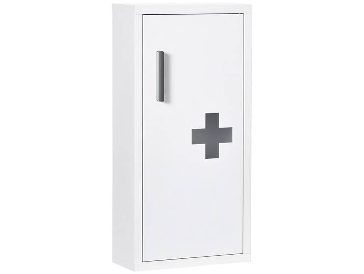 Kleankin Medizinschrank, Erste Hilfe, mit 3 Innenfächern, Magnetverschluss, Stahl, Weiß, Metall, 12x60x30 cm, Badezimmer, Badmöbel, Medizinschränke