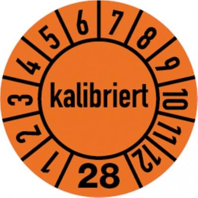 Dreifke® Jahresprüfplakette, kalibriert, orange/schwarz, Folie, - 10 mm Folie selbstklebend, 10 St