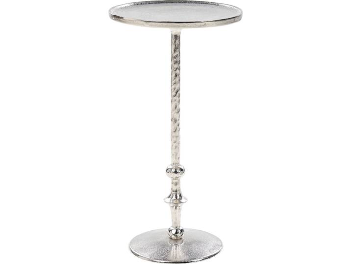 BELIANI Beistelltisch Silber Aluminium Rund 32 cm mit Säulenfuß Gedrechselte Optik Modern Einbeinig Wohnzimmer Ausstattung Möbel Blumenständer