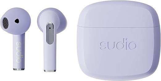 Sudio N2 True Wireless Earbuds Open-Ear, Bluetooth, 30H Battery, Mic, IPX4, Multipoint, USB-C & Wireless Charging - Purple Haze, New