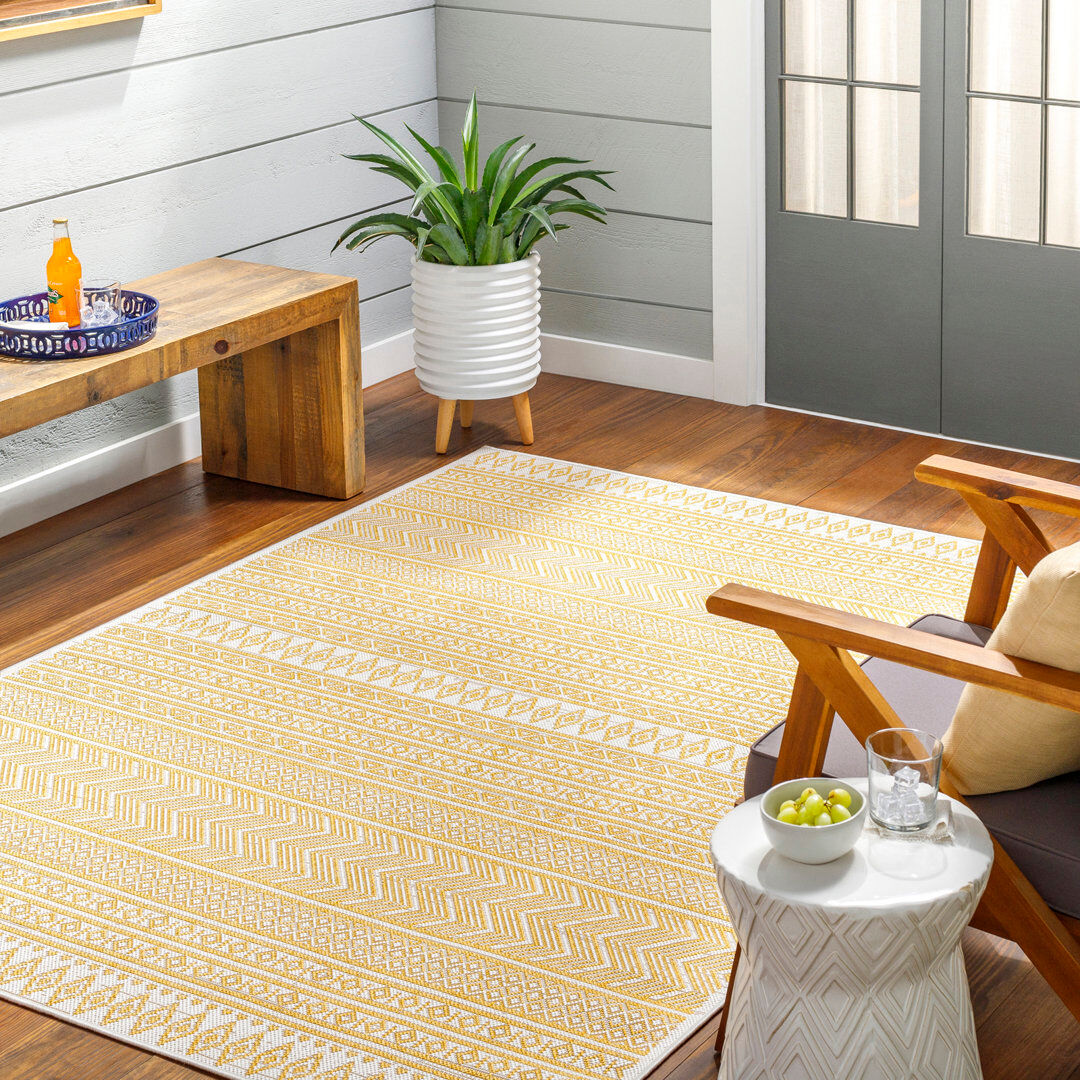 Natur Pur Marion Indoor & Outdoor Boho Saffron Beige Rug Ivory;Mustard Rectangle 200 x 275cm