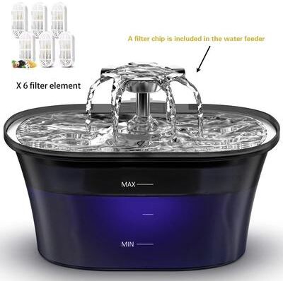 Inspired Finds 2.5L Automatic Pet Water Fountain With USB Smart Filtration System fountain+6 Filters