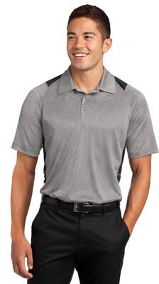 Sport-Tek ST665 Heather Colorblock Contender Polo Shirt in Vintage Heather/Black size 3XL   Polyester