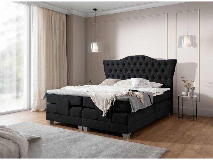 Fun Möbel Boxspringbett Schlafzimmerbett FAUSTO Elektrisch in Stoff Wind (inkl. Viscoschaumtopper), Matratzen elektrisch verstellbar