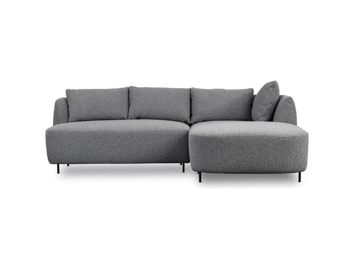 Modulares Ecksofa Lanomi L-förmig, rechtsseitig, grau Bouclé