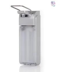Blanc HYGIENIC Armhebelspender Blanc UNIVERSAL 500ml & 1.000ml mit schwenkbarer Abtropfschale, verschließbar, Seife, Desinfektion... : Farbe - Silber
