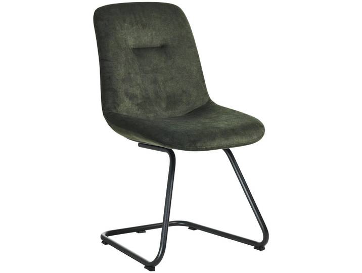 Celina Home Stuhl Swing, Schwarz, Waldgrün, Metall, Kufe, C-Form, 51x89x61 cm, Stoffauswahl, Esszimmer, Stühle, Esszimmerstühle