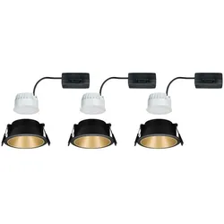 PAULMANN EBL Set Cole Coin 3StepDim rd starr LED 3x6,5W 2700K 230V schwarz/gold matt/Kst