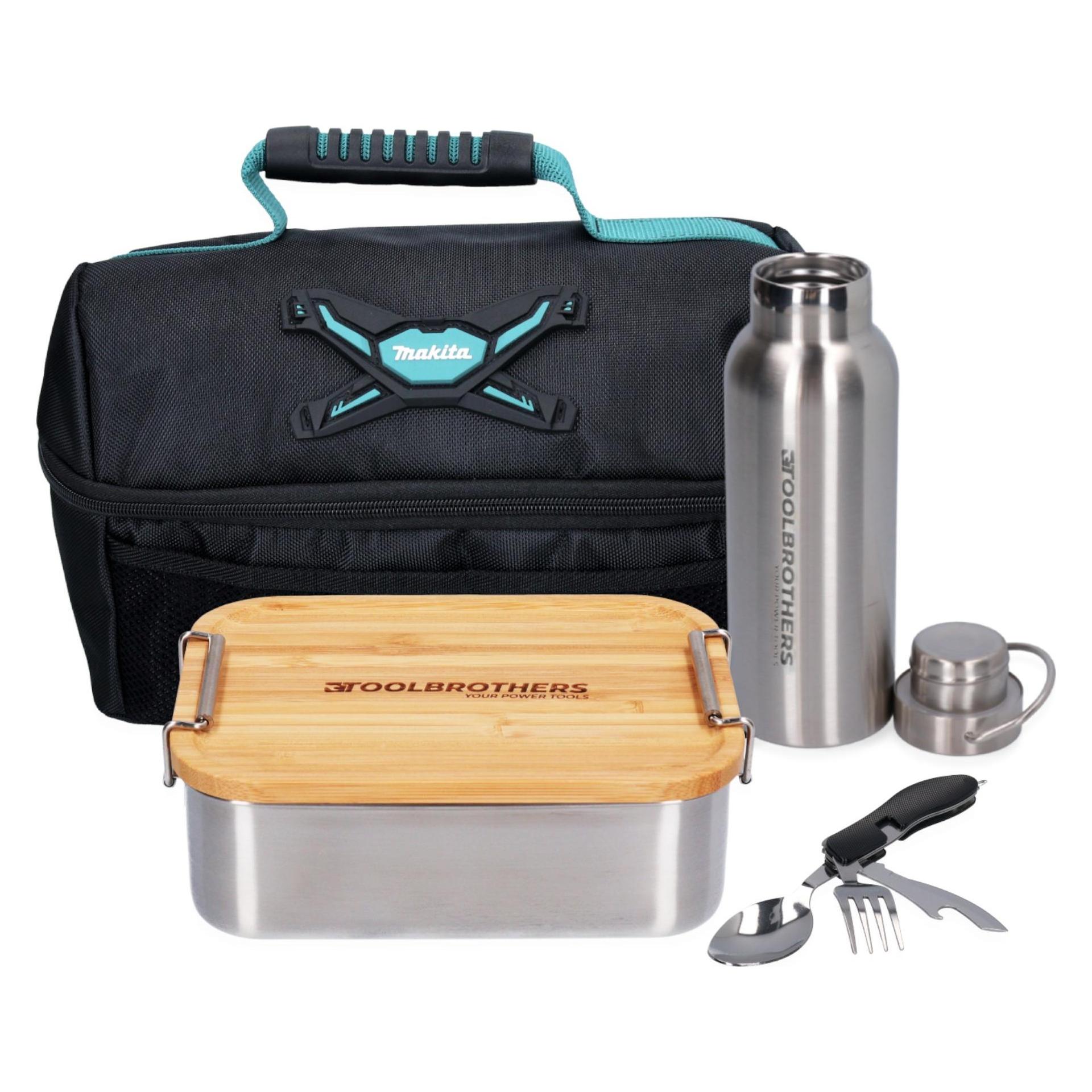 Tool Brothers Toolbrothers Fan Lunchpaket mit Edelstahl Brotdose mit Bambus Deckel 1200 ml + Edelstahl Trinkflasc (22496493)