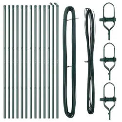 vidaXL Zaunpfosten 13 pcs Grün Stahl