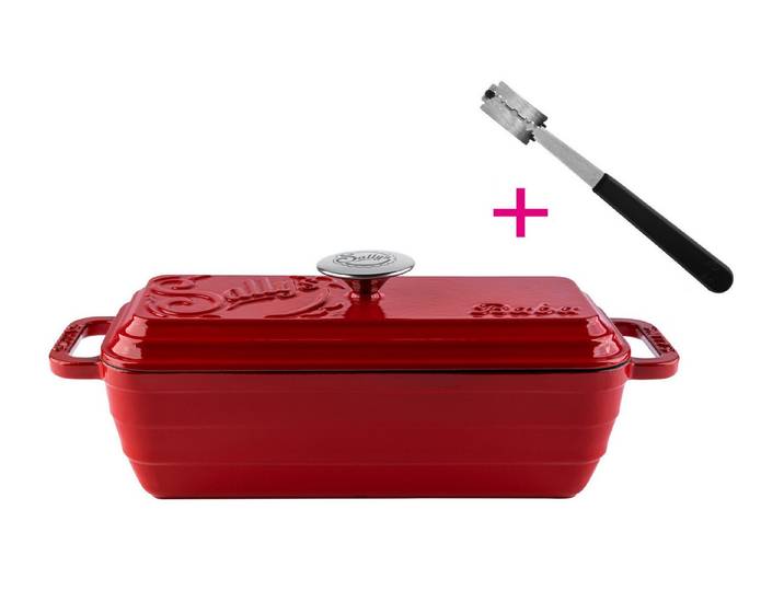 Sallys Brotbackform Hochwertiger Gusseisen-Bräter & Brotbackform Baba – 2,8 l rechteckig, (ideal zum Brotbacken & Braten, flach & gleichmäßig hitzebeständig Grill/Backofen), 38,6×13,6 ×14,5 cm / 2,8 l, Vollgusseisen mit Emaille