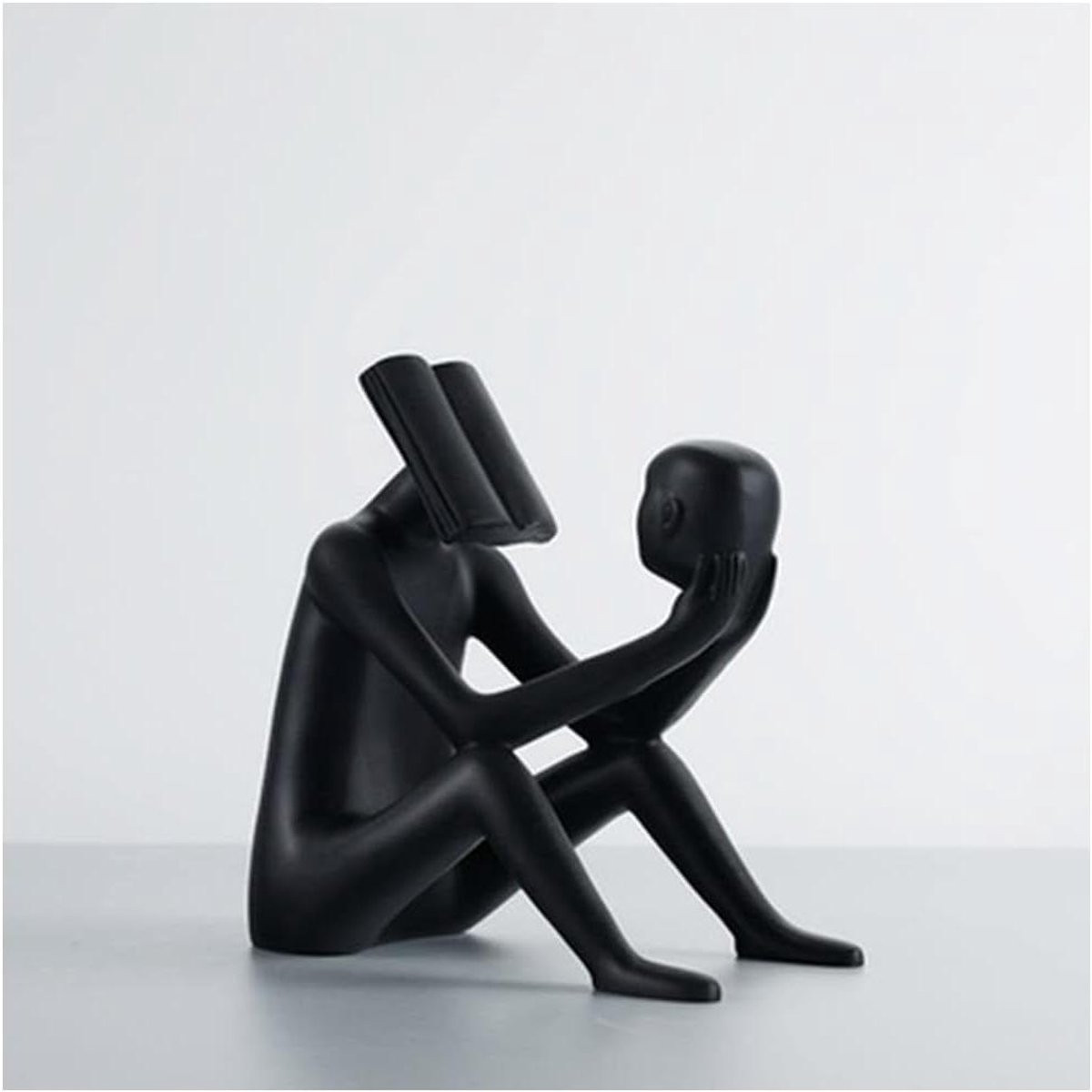 Modern Hars Beeldje Lezende Man - Abstracte Sculptuur voor Boekenplank en Tafeldecoratie
