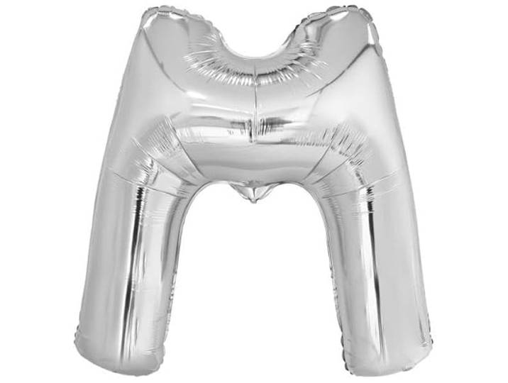 Amscan 9909562 9909562-Zilveren Letter M SuperShape Folie Ballon-44, Zilver