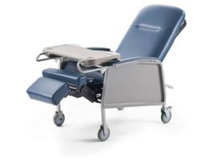 VEVOR Fauteuil Inclinable Gériatrique 3 Positions, Fauteuil Inclinable Médical Mobile avec 4 Roues, Siège Rembourré, Plateau Amovible, pour Hôpitaux, Maisons de Retraite, Soins Gériatriques à Domicile