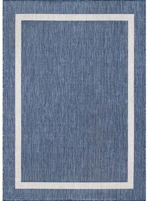 Beverly Rug Modern Bordered Indoor Outdoor Rug, Outside Carpet for Patio, Deck, Porch