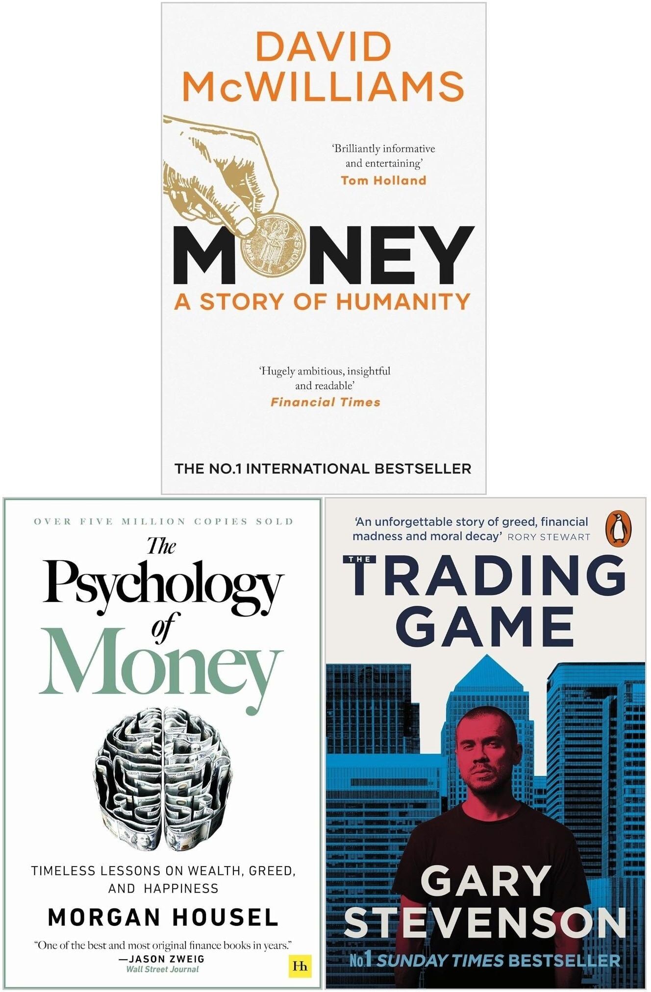 Harriman House Psychology of Money, The Trading Game and Money: A Story of Humanity 3 Books Collection Set