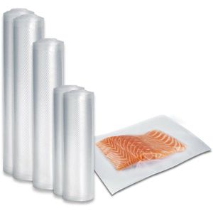 Caso Vakuumierbeutel 1237, Folienset, 6-teilig, 150µm, für Lebensmittel, 50 Folienbeutel + 5 Folienrollen