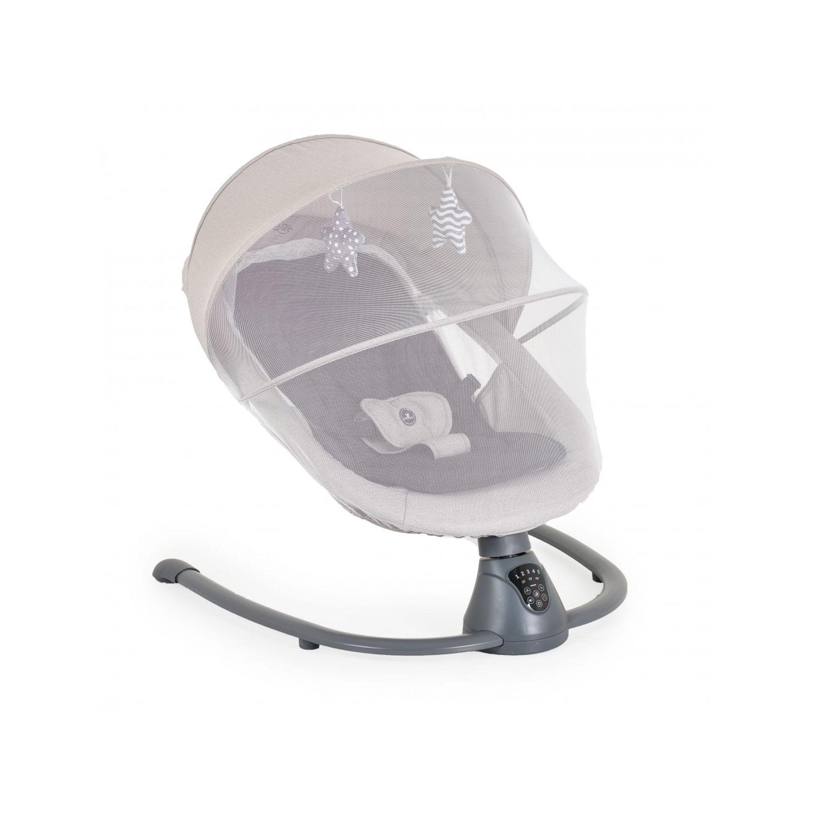 Cangaroo Babywippe elektrisch Zara Schaukelfunktion, Musik, Timer, Moskitonetz hellgrau