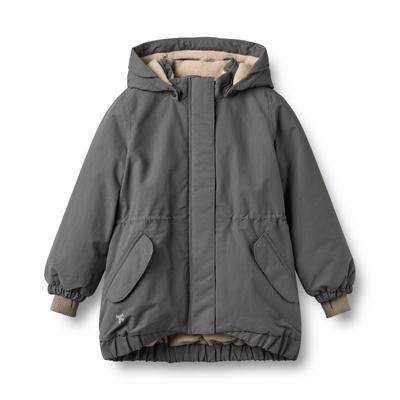 Funktionsjacke WHEAT "Jacket Tove Tech", Mädchen, Gr. 128, grau (9619 schwarz charcoal), Web, Obermaterial: 100% Nylon, unifarben, normal, Rippstrickbündchen, Jacken Funktionsjacke, Kunstfaser, wasserdicht, atmungsaktiv und leicht wattiert